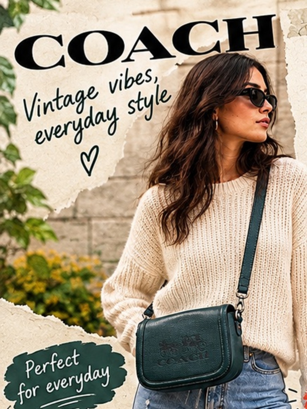 COACH Forest Green Saddle Pebbled Leather Crossbody Bag
